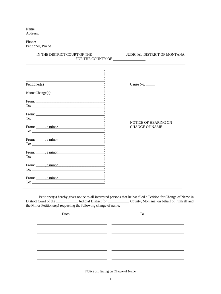 Montana Name Change  Form