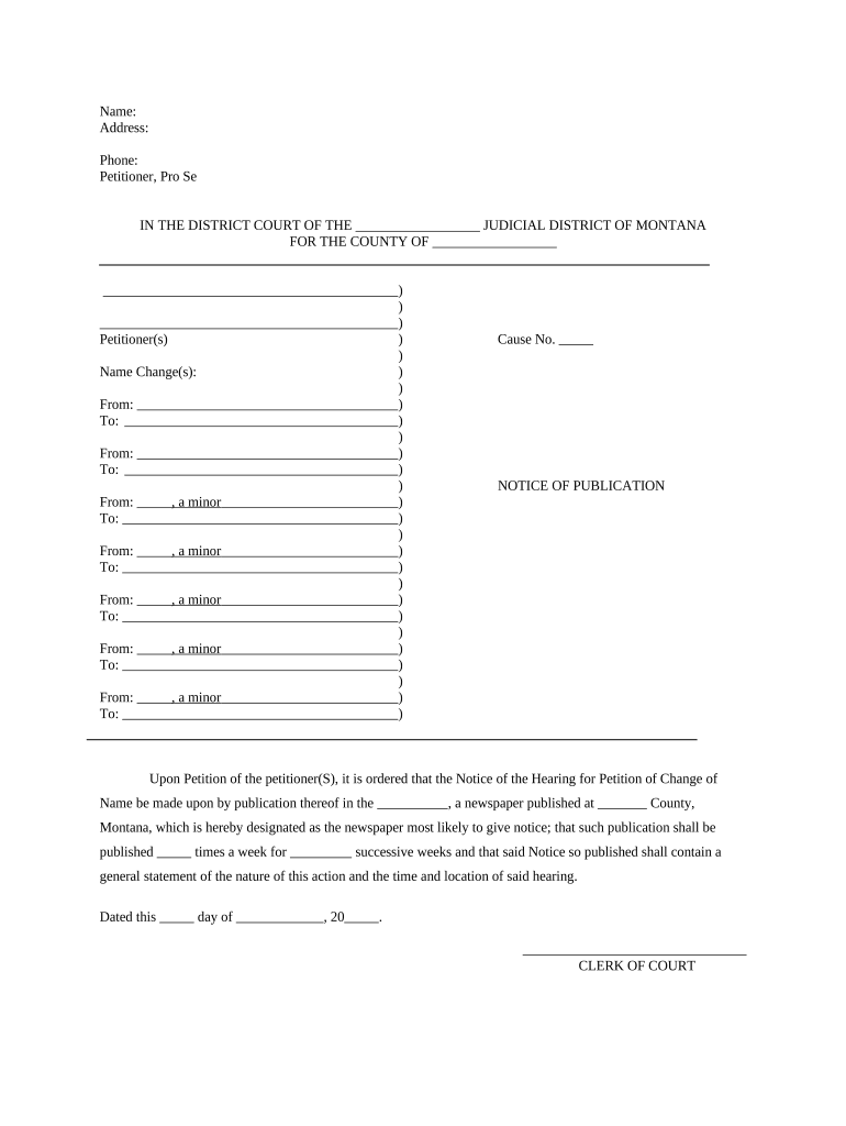 Montana Name Change  Form