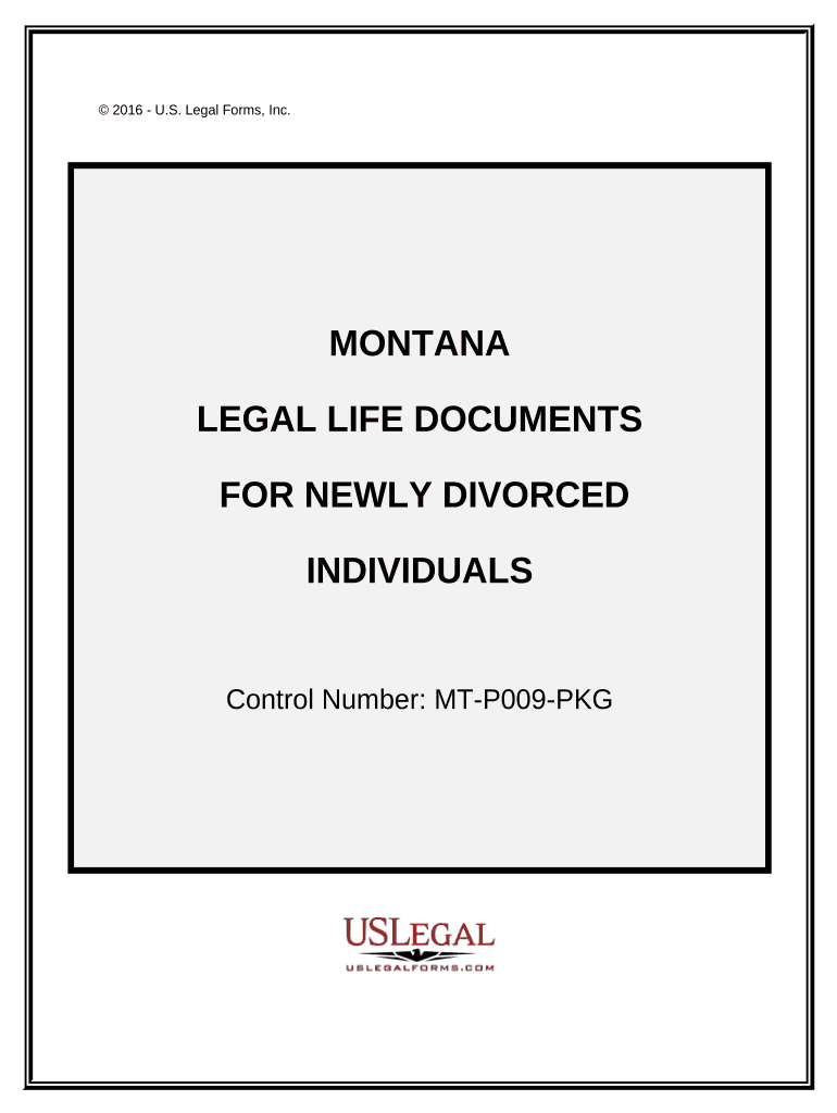 Newly Divorced Individuals Package Montana  Form