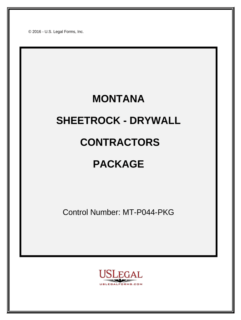 Sheetrock Drywall Contractor Package Montana  Form