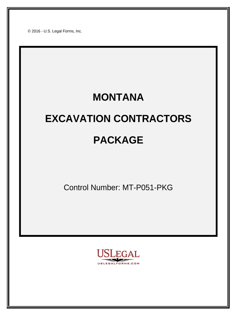 Excavation Contractor Package Montana  Form