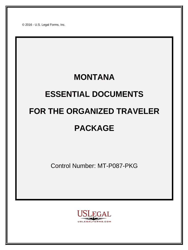 Essential Documents for the Organized Traveler Package Montana  Form