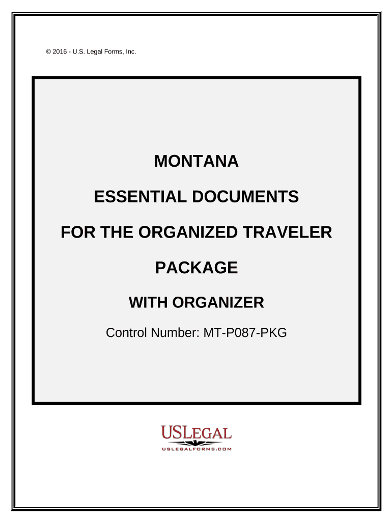 Essential Documents for the Organized Traveler Package with Personal Organizer Montana  Form
