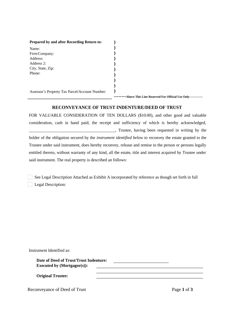 Montana Trust Indenture Form