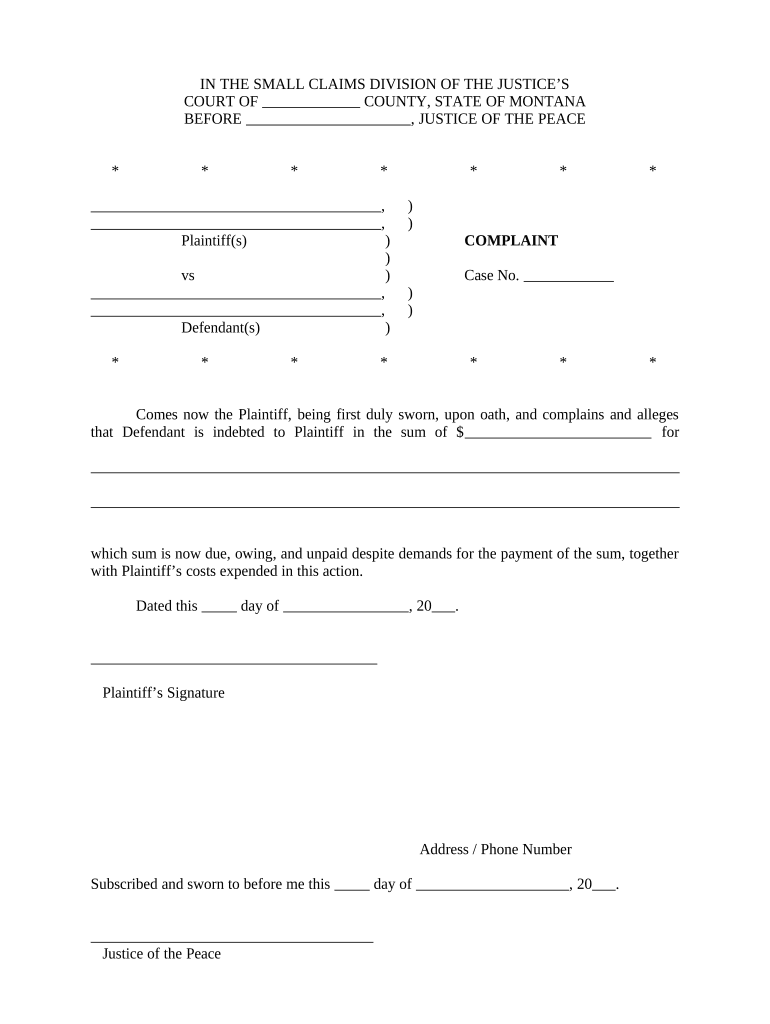 Montana Complaint  Form