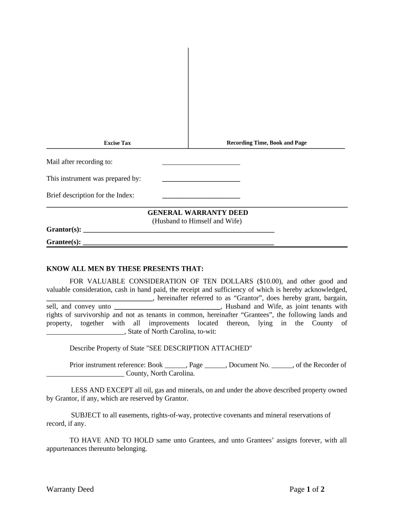 General Warranty Deed Nc  Form