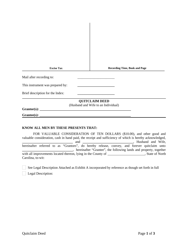 Nc Quitclaim  Form