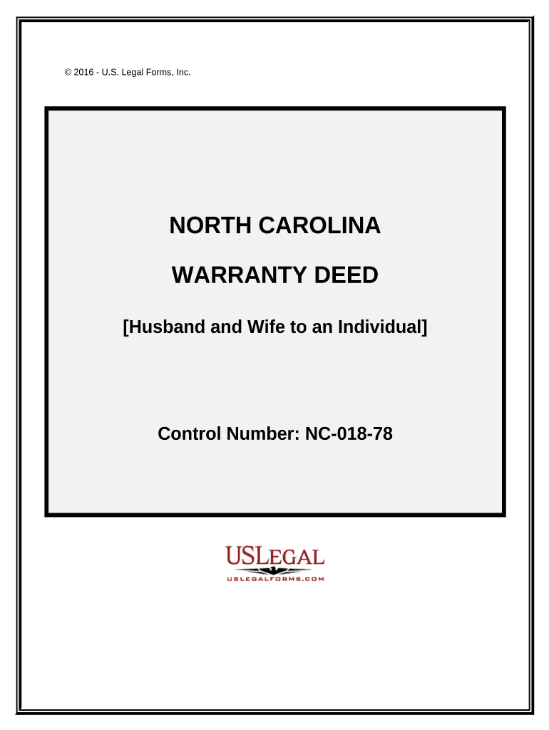 General Warranty Deed from Husband and Wife to an Individual North Carolina  Form