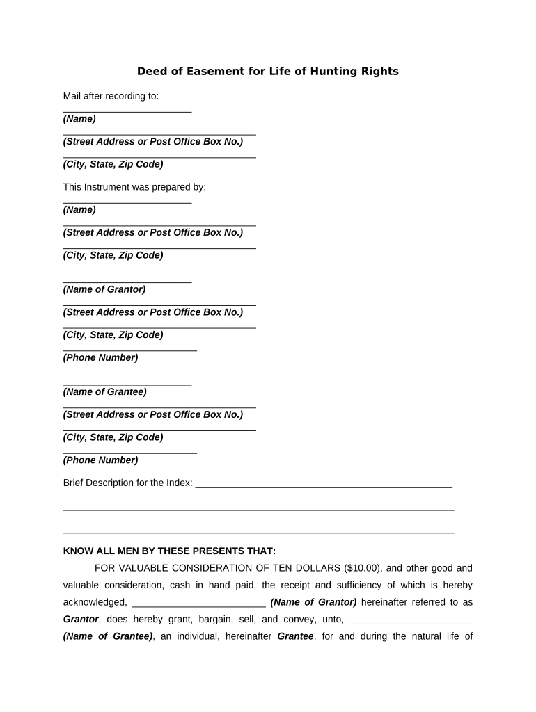 Deed Easement  Form