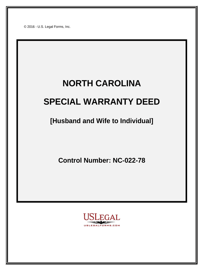 North Carolina Special Warranty Deed  Form