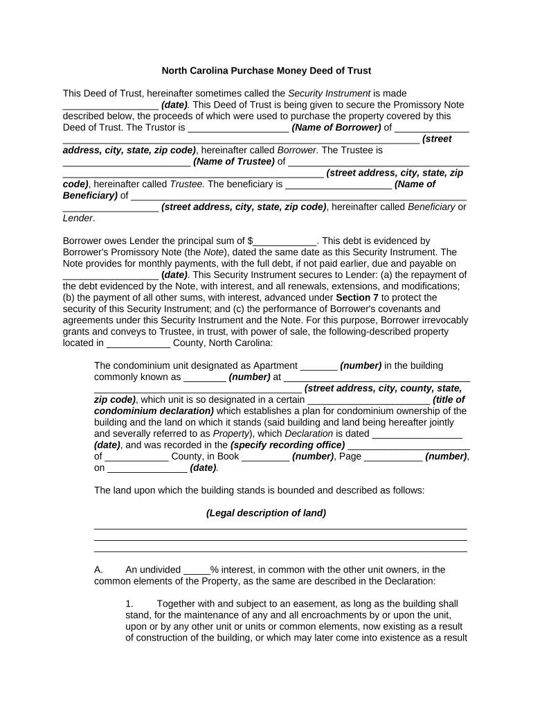 Money Deed Trust Purchase  Form