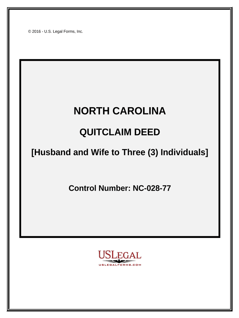 Quitclaim Deed Husband and Wife to Three Individuals North Carolina  Form