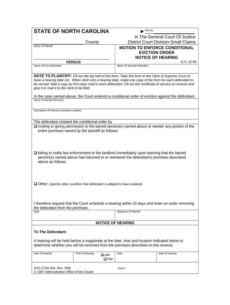 Eviction Order  Form