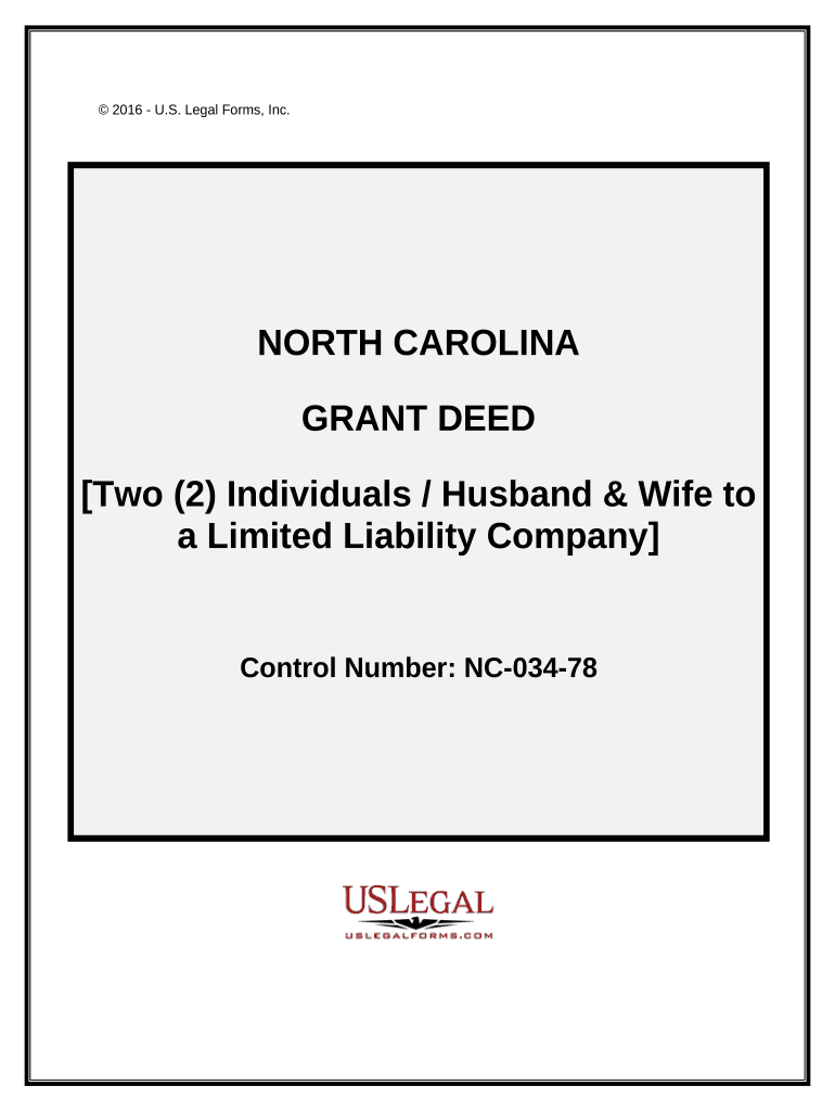 Grant Deed from Husband and Wife, or Two Individuals, to a Limited Liability Company North Carolina  Form