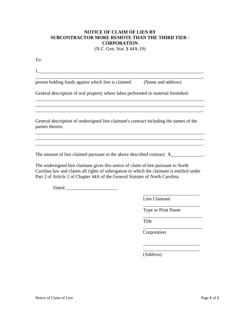 Nc Notice Claim  Form