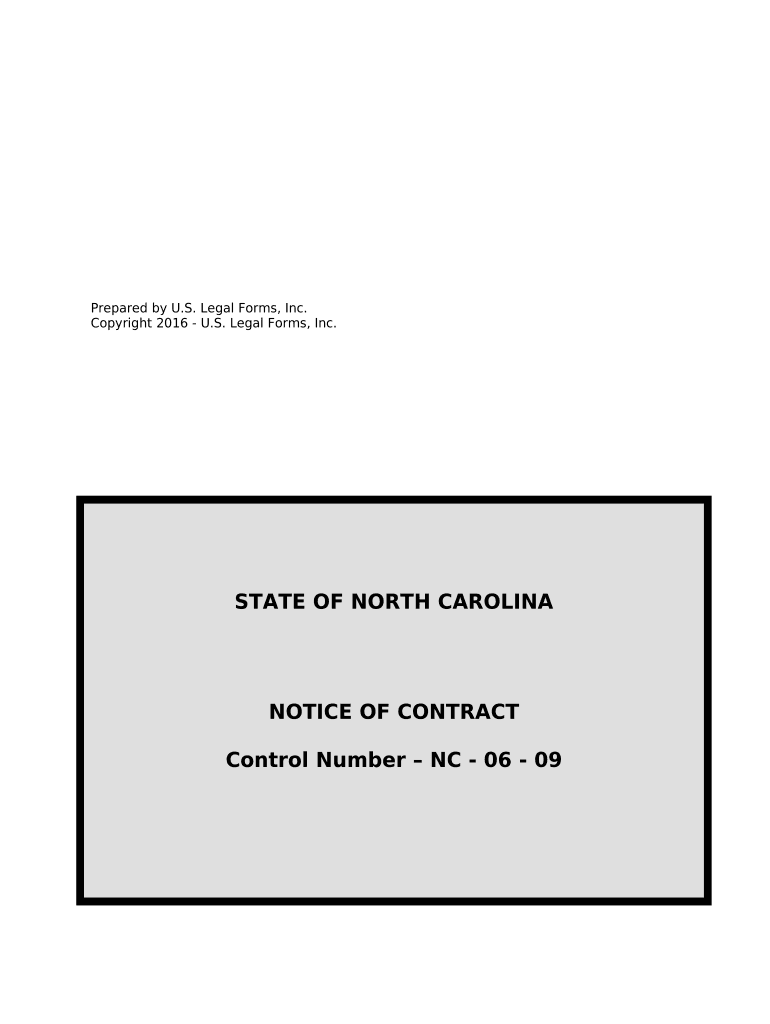 North Carolina Notice Contract  Form