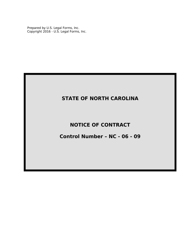 North Carolina Notice Contract  Form