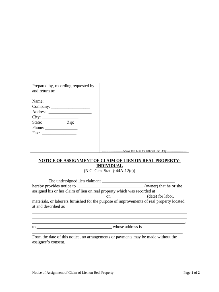 North Carolina Notice Form