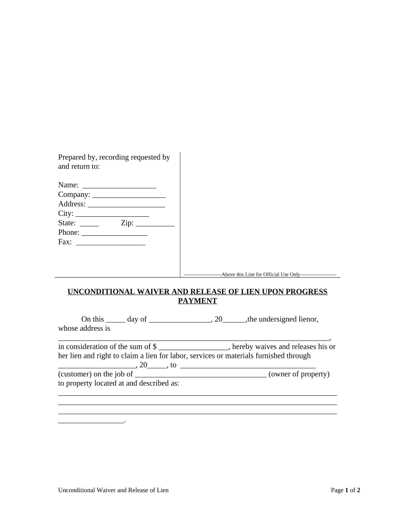 Nc Waiver Lien  Form