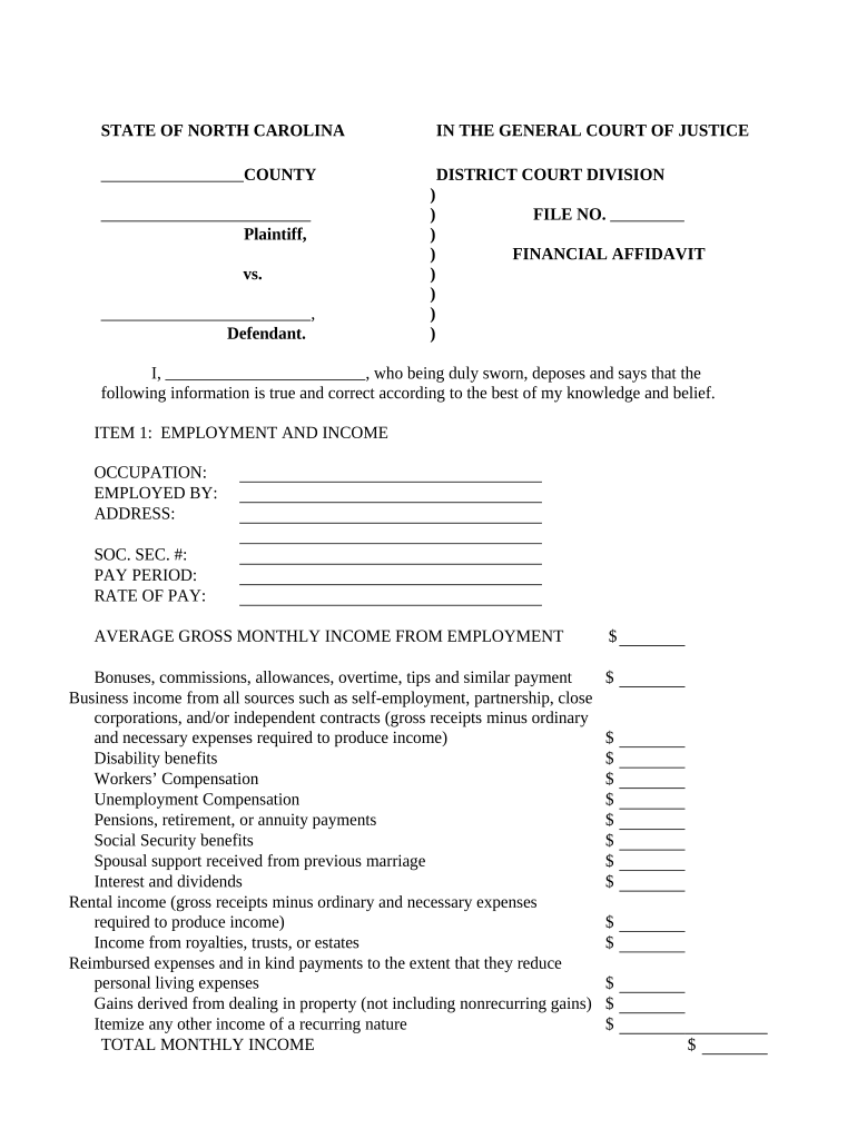 Financial Affidavit Form