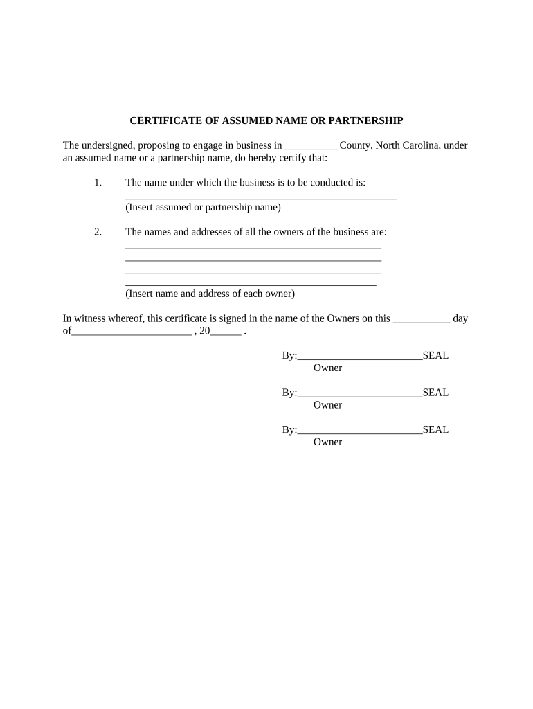 Nc Partnership  Form