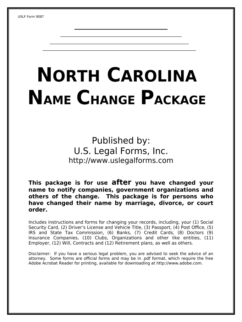 North Carolina Name Change  Form