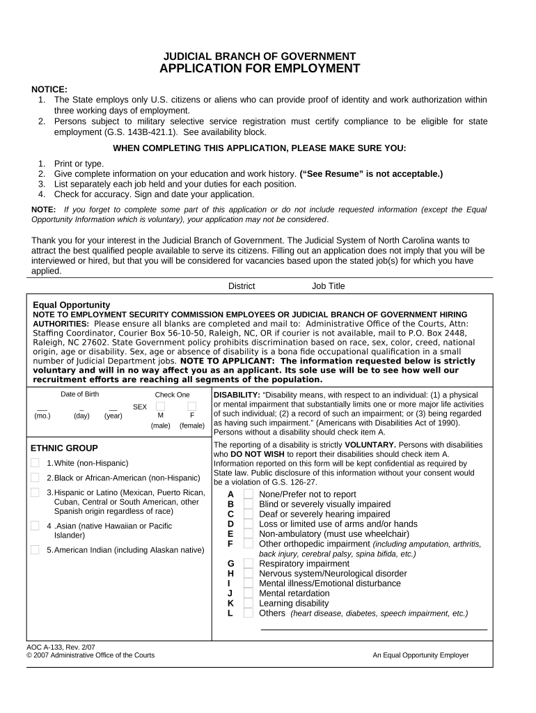 Judicial Employment  Form