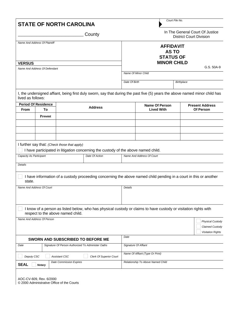 Affidavit Minor  Form