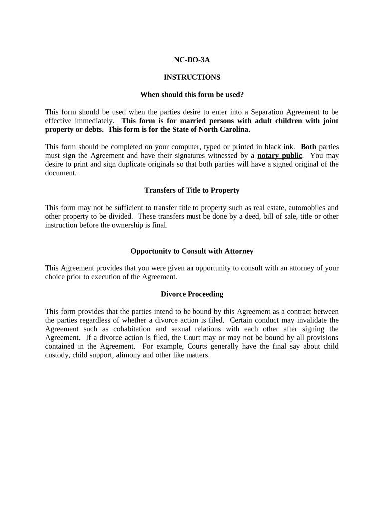 Marital Domestic Separation and Property Settlement Agreement Adult Children Parties May Have Joint Property or Debts Effective   Form