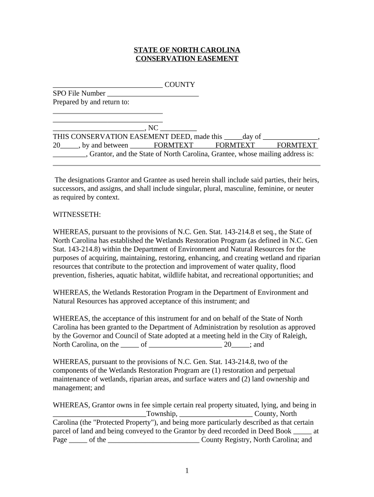 North Carolina Easement  Form