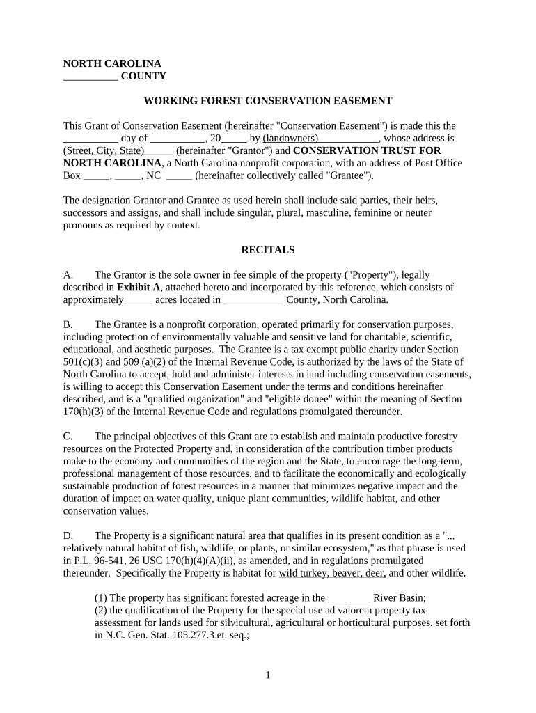 Nc Easement  Form