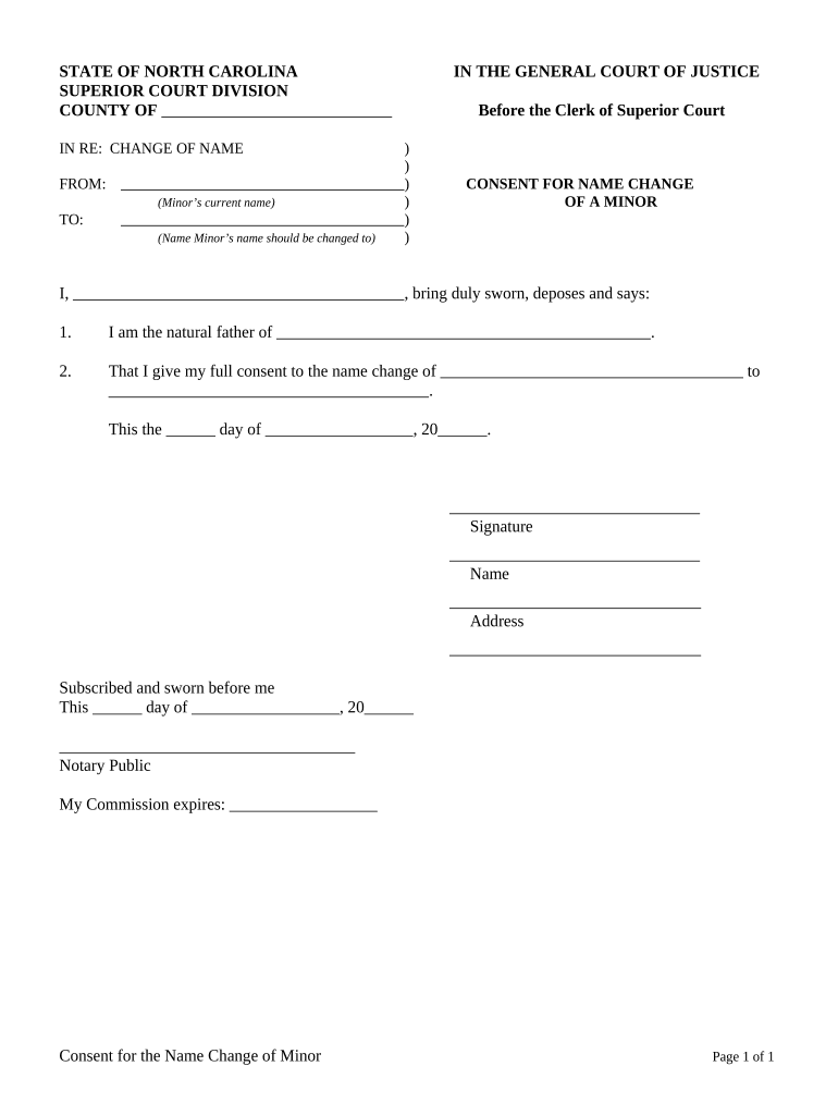 Nc Name Change  Form