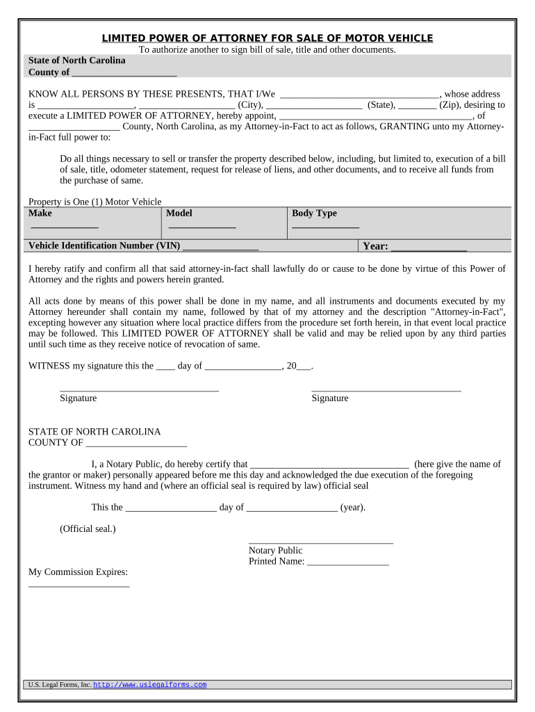 Nc Vehicle Form