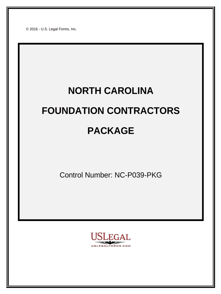 Foundation Contractor Package North Carolina  Form
