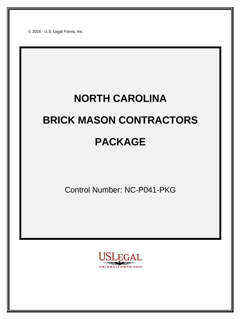 Brick Mason Contractor Package North Carolina  Form