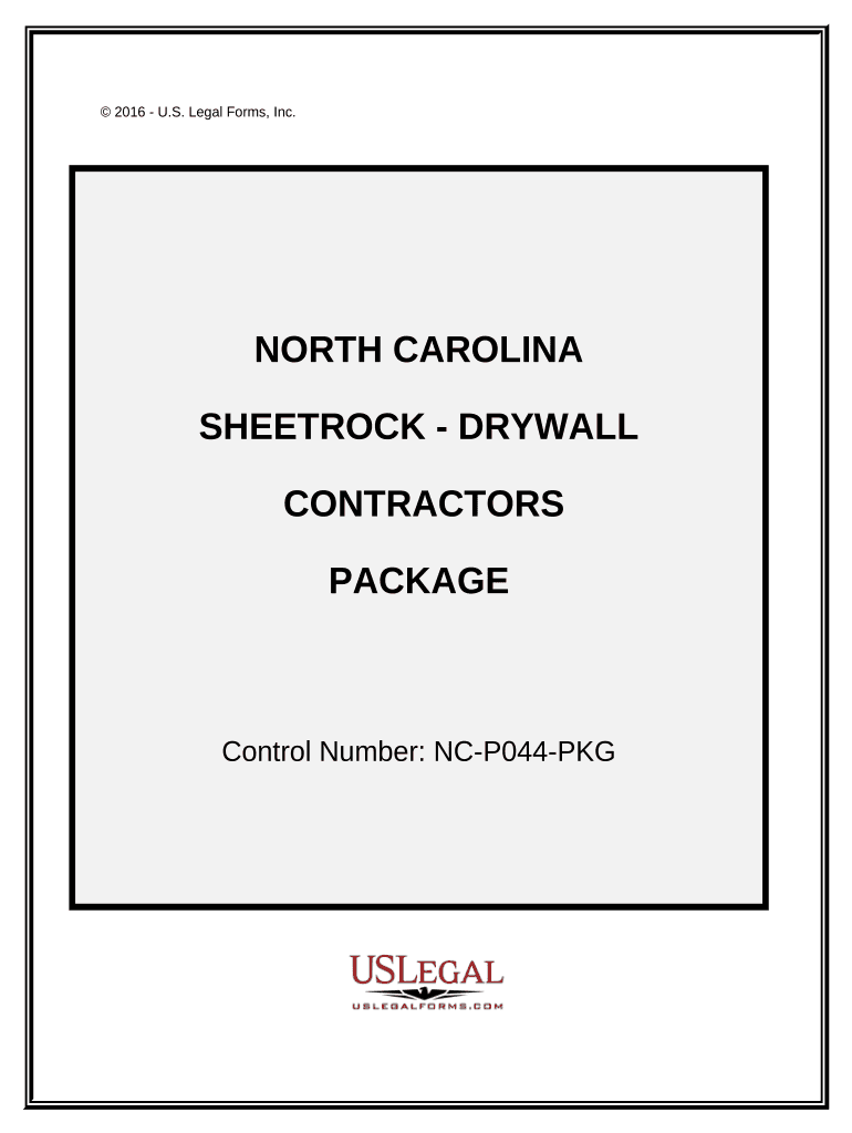 Sheetrock Drywall Contractor Package North Carolina  Form