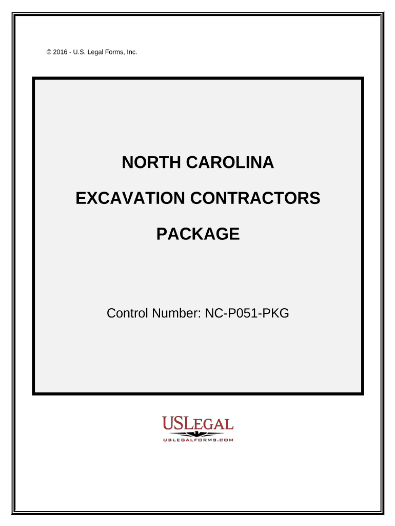 Excavation Contractor Package North Carolina  Form