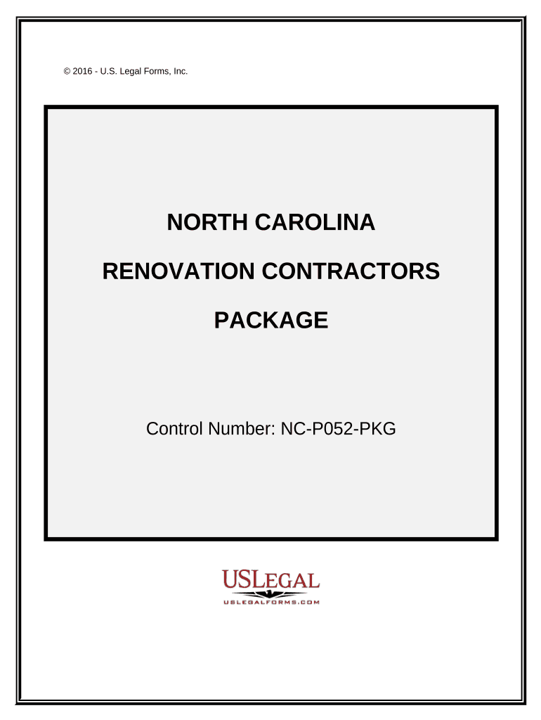 Renovation Contractor Package North Carolina  Form