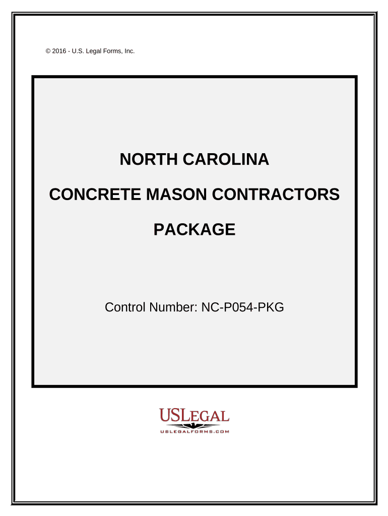 Concrete Mason Contractor Package North Carolina  Form