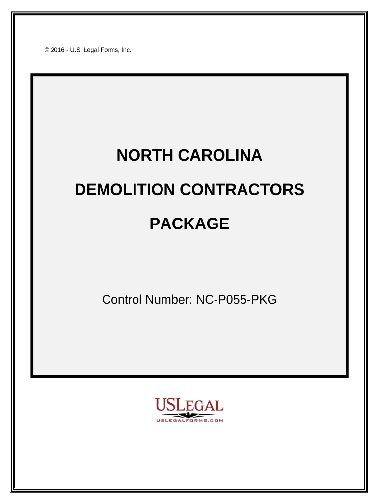 Demolition Contractor Package North Carolina  Form