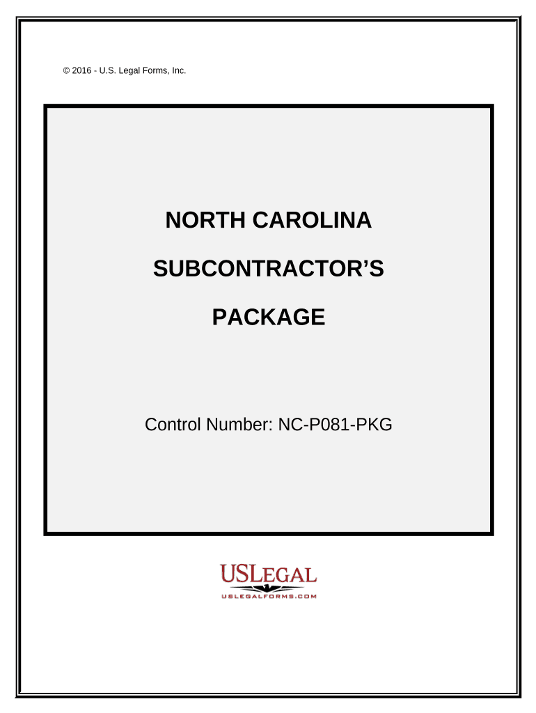 Nc Subcontractors  Form