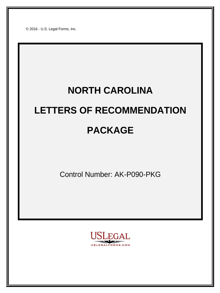 Letters of Recommendation Package North Carolina  Form