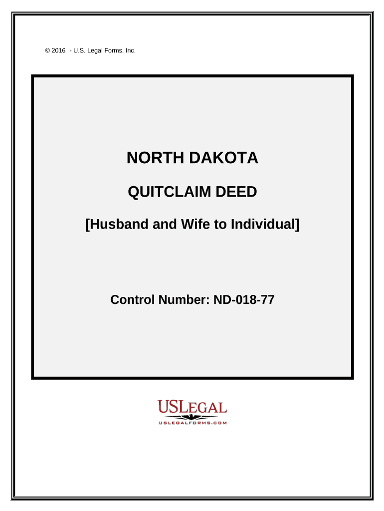 Quitclaim Deed from Husband and Wife to an Individual North Dakota  Form