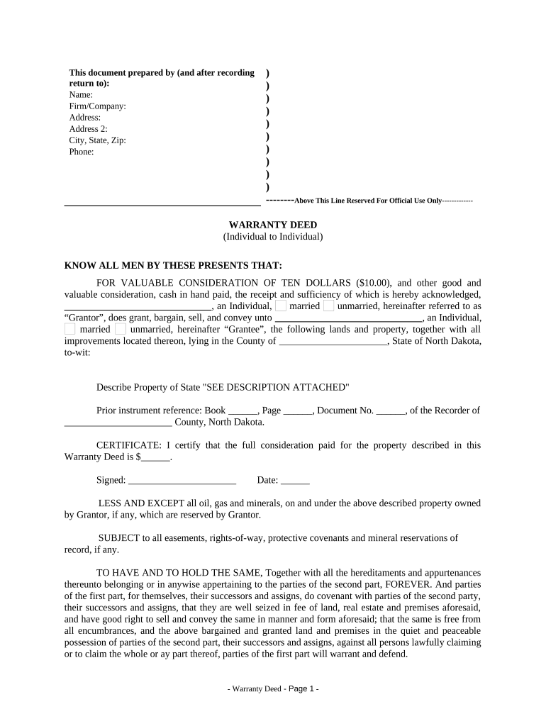 Nd Warranty Deed  Form