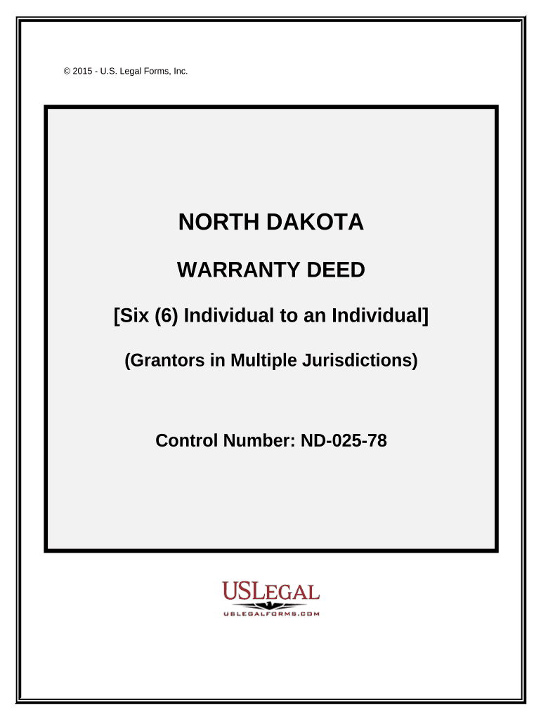Warranty Deed from Six Individuals Multiple Jurisdictions to One Individual North Dakota  Form