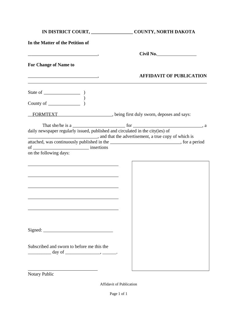 North Dakota Change  Form