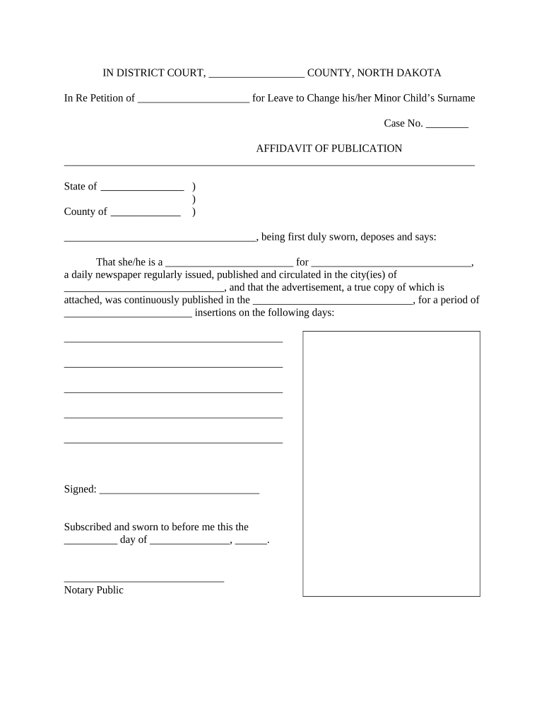 North Dakota Change  Form