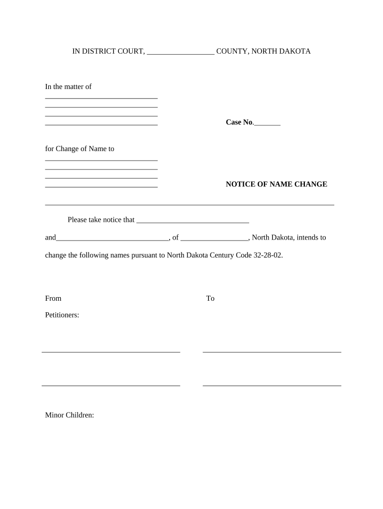 North Dakota Name Change  Form