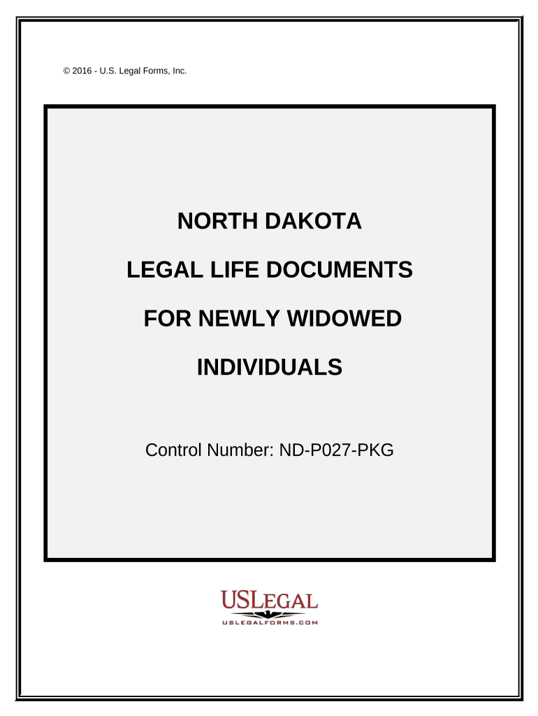 Newly Widowed Individuals Package North Dakota  Form