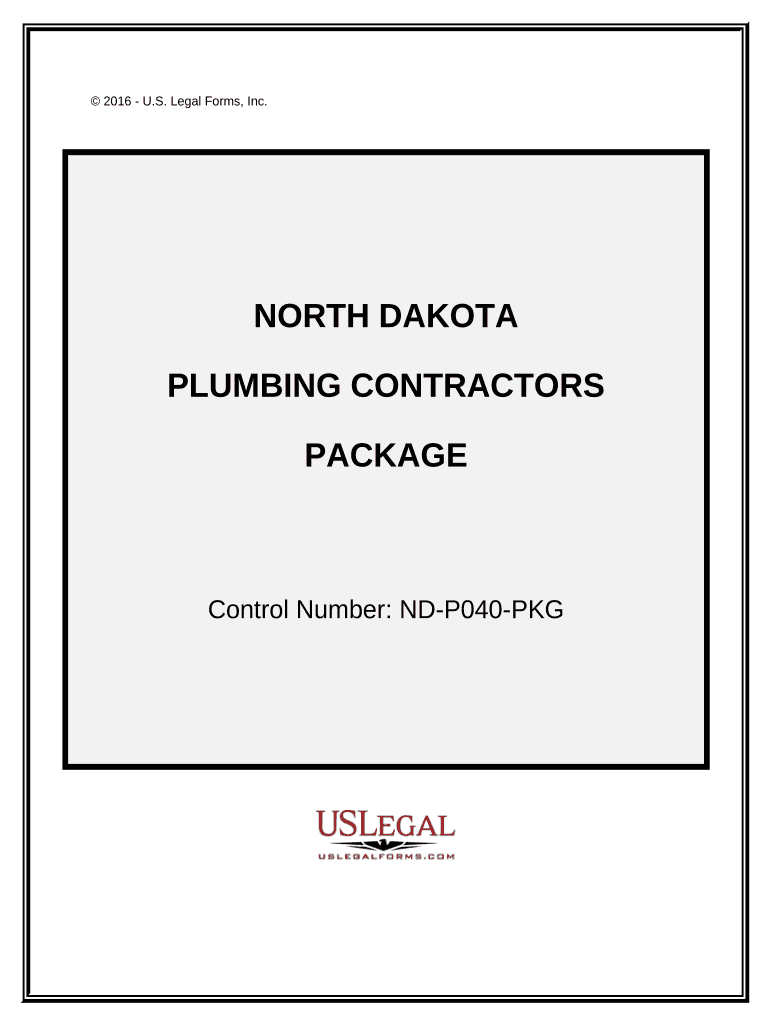 Plumbing Contractor Package North Dakota  Form
